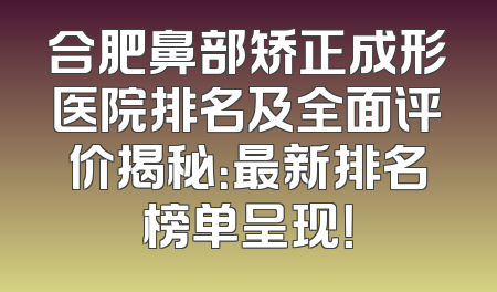 合肥鼻部矫正成形医院排名及全面评价揭秘：最新排名榜单呈现！