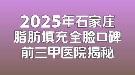 2025年石家庄脂肪填充全脸口碑前三甲医院揭秘