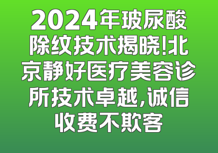 2024年玻尿酸除纹技术揭晓！北京静好医疗美容诊所技术卓越，诚信收费不欺客