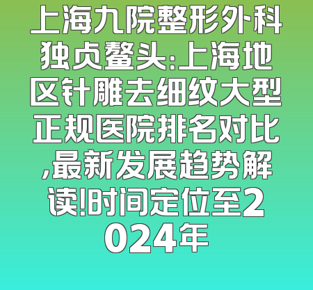 上海九院整形外科独占鳌头：上海地区针雕去细纹大型正规医院排名对比，最新发展趋势解读！时间定位至2024年