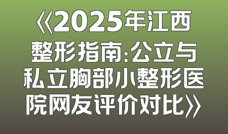 《2025年江西整形指南：公立与私立胸部小整形医院网友评价对比》