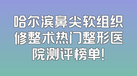 哈尔滨鼻尖软组织修整术热门整形医院测评榜单！