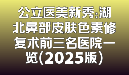 公立医美新秀：湖北鼻部皮肤色素修复术前三名医院一览（2025版）