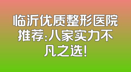 临沂优质整形医院推荐：八家实力不凡之选！