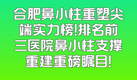 合肥鼻小柱重塑尖端实力榜！排名前三医院鼻小柱支撑重建重磅瞩目！