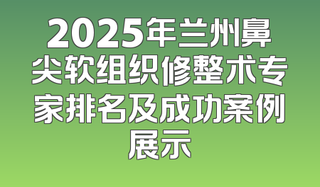2025年兰州鼻尖软组织修整术专家排名及成功案例展示