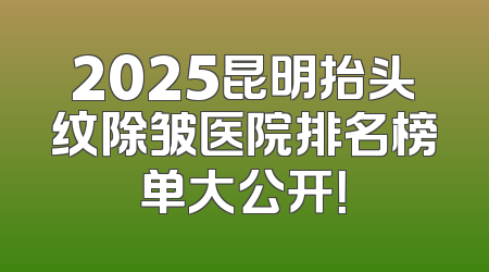 2025昆明抬头纹除皱医院排名榜单大公开！