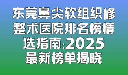 东莞鼻尖软组织修整术医院排名榜精选指南：2025最新榜单揭晓