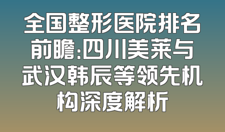 全国整形医院排名前瞻：四川美莱与武汉韩辰等领先机构深度解析