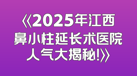 《2025年江西鼻小柱延长术医院人气大揭秘！》