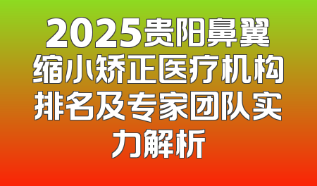 2025贵阳鼻翼缩小矫正医疗机构排名及专家团队实力解析