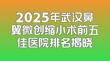 2025年武汉鼻翼微创缩小术前五佳医院排名揭晓