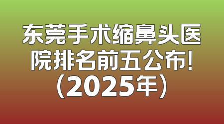 东莞手术缩鼻头医院排名前五公布！(2025年)