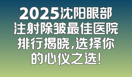 2025沈阳眼部注射除皱最佳医院排行揭晓，选择你的心仪之选！