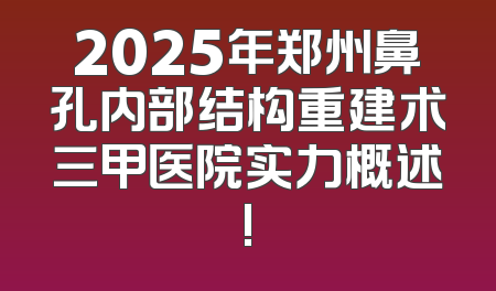 2025年郑州鼻孔内部结构重建术三甲医院实力概述!