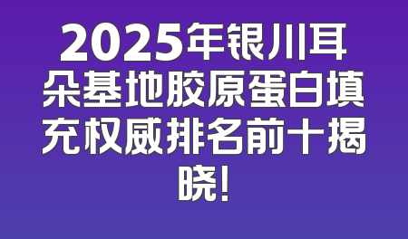 2025年银川耳朵基地胶原蛋白填充权威排名前十揭晓！