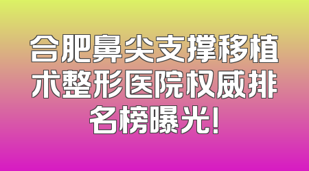合肥鼻尖支撑移植术整形医院权威排名榜曝光!