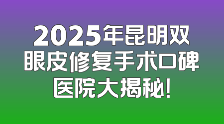 2025年昆明双眼皮修复手术口碑医院大揭秘！