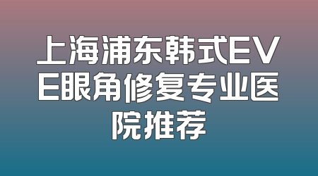 上海浦东韩式EVE眼角修复专业医院推荐