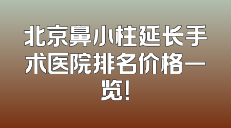 北京鼻小柱延长手术医院排名价格一览！