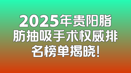 2025年贵阳脂肪抽吸手术权威排名榜单揭晓！