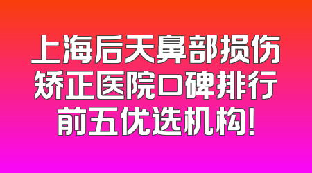 上海后天鼻部损伤矫正医院口碑排行前五优选机构！