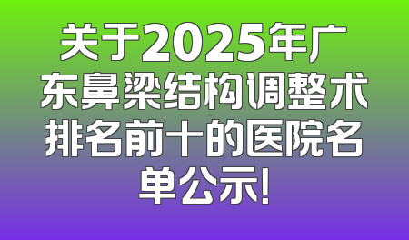 关于2025年广东鼻梁结构调整术排名前十的医院名单公示！
