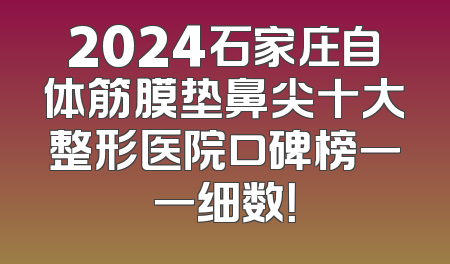 2024石家庄自体筋膜垫鼻尖十大整形医院口碑榜一一细数！