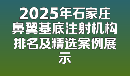 2025年石家庄鼻翼基底注射机构排名及精选案例展示
