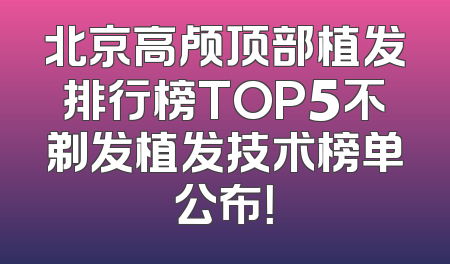 北京高颅顶部植发排行榜TOP5不剃发植发技术榜单公布！