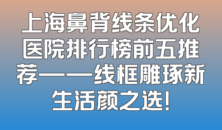 上海鼻背线条优化医院排行榜前五推荐——线框雕琢新生活颜之选！