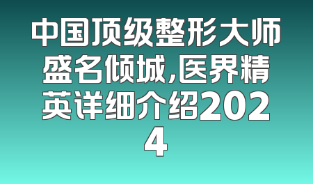 中国顶级整形大师盛名倾城，医界精英详细介绍2024
