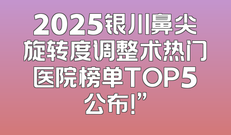 2025银川鼻尖旋转度调整术热门医院榜单TOP5公布！”