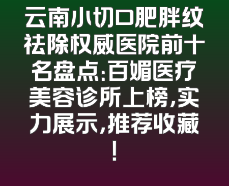 云南小切口肥胖纹祛除权威医院前十名盘点：百媚医疗美容诊所上榜，实力展示，推荐收藏！