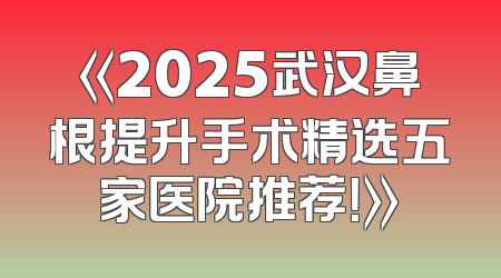 《2025武汉鼻根提升手术精选五家医院推荐！》