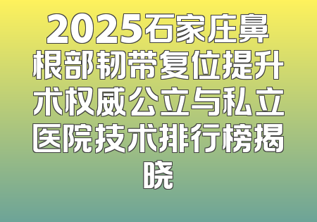 2025石家庄鼻根部韧带复位提升术权威公立与私立医院技术排行榜揭晓
