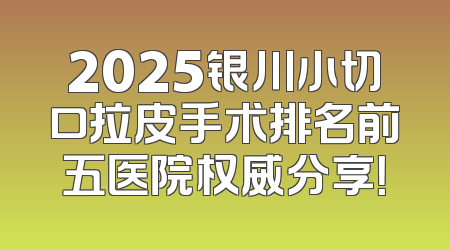 2025银川小切口拉皮手术排名前五医院权威分享！