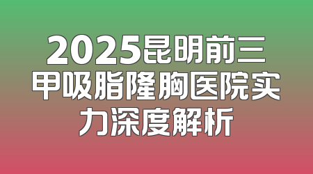 2025昆明前三甲吸脂隆胸医院实力深度解析