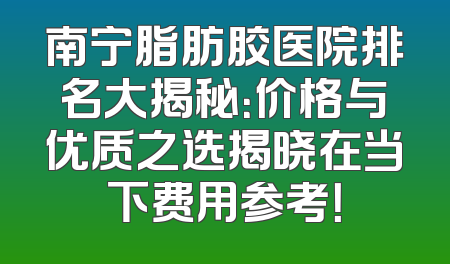 南宁脂肪胶医院排名大揭秘：价格与优质之选揭晓在当下费用参考！