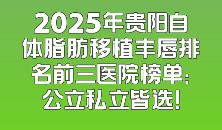 2025年贵阳自体脂肪移植丰唇排名前三医院榜单：公立私立皆选！
