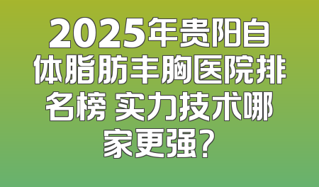 2025年贵阳自体脂肪丰胸医院排名榜 实力技术哪家更强？