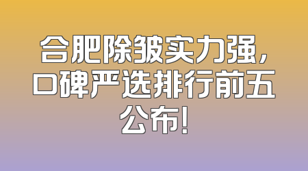 合肥除皱实力强，口碑严选排行前五公布！