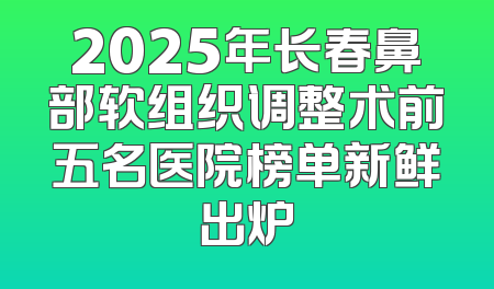2025年长春鼻部软组织调整术前五名医院榜单新鲜出炉