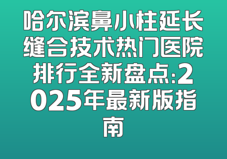 哈尔滨鼻小柱延长缝合技术热门医院排行全新盘点：2025年最新版指南