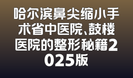 哈尔滨鼻尖缩小手术省中医院、鼓楼医院的整形秘籍2025版