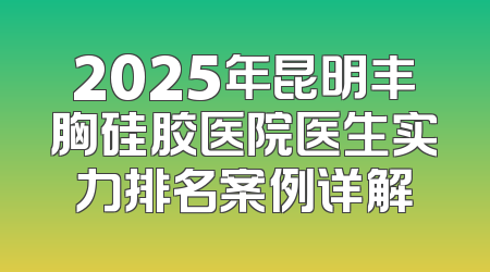 2025年昆明丰胸硅胶医院医生实力排名案例详解