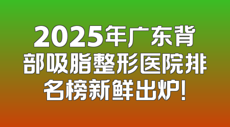 2025年广东背部吸脂整形医院排名榜新鲜出炉！