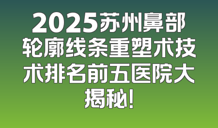 2025苏州鼻部轮廓线条重塑术技术排名前五医院大揭秘！
