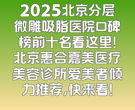 2025北京分层微雕吸脂医院口碑榜前十名看这里！北京惠合嘉美医疗美容诊所爱美者倾力推荐，快来看！