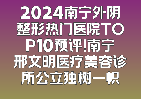 2024南宁外阴整形热门医院TOP10预评！南宁邢文明医疗美容诊所公立独树一帜